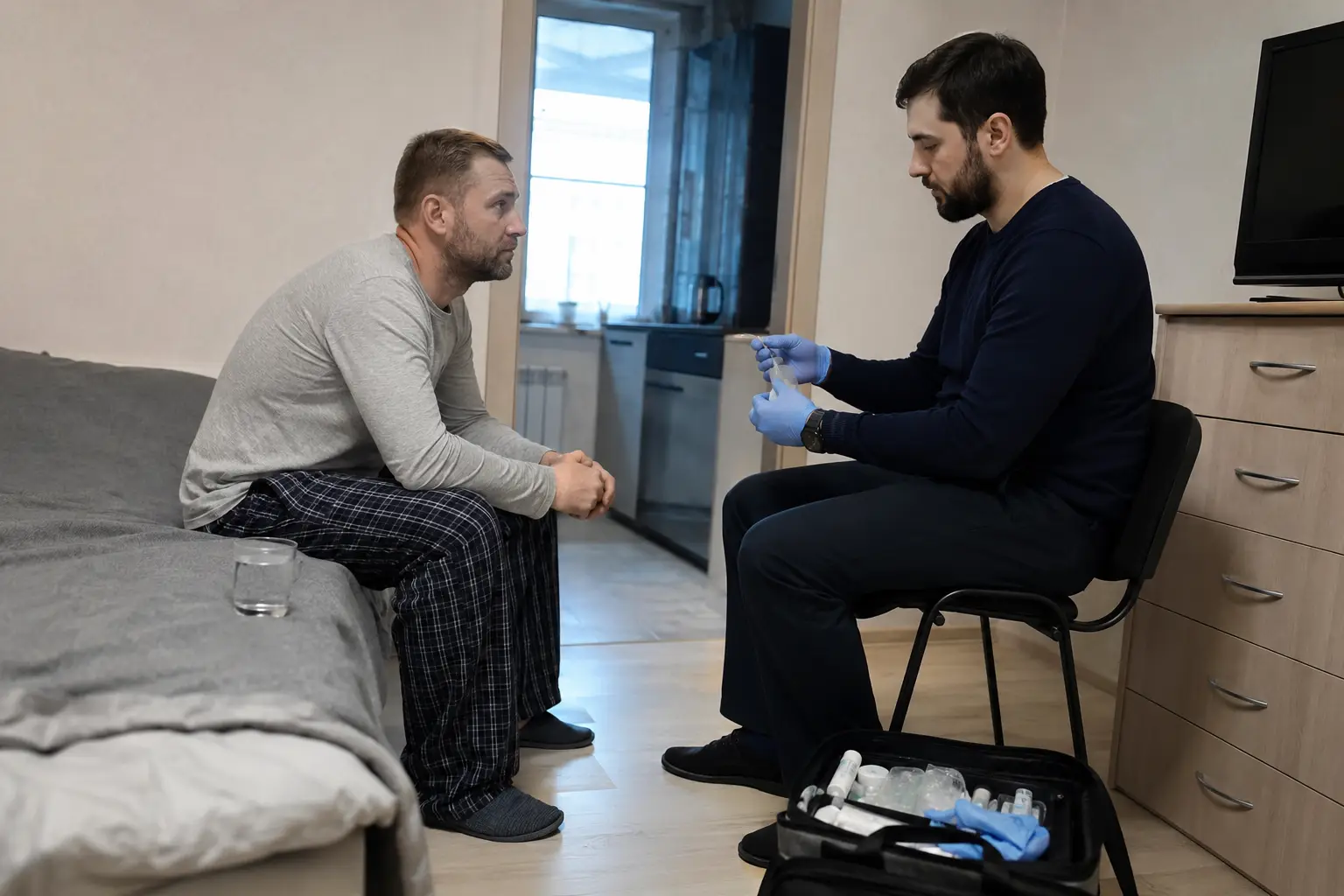 Пациент получает лечение от кокаина на дому